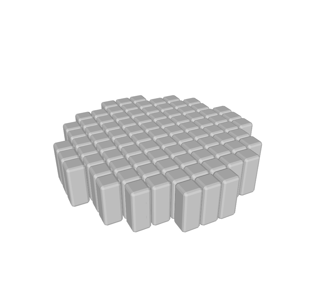 A round, flexible grid of small raised blocks