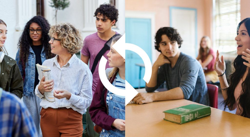 An educator leading a discussion with a small group