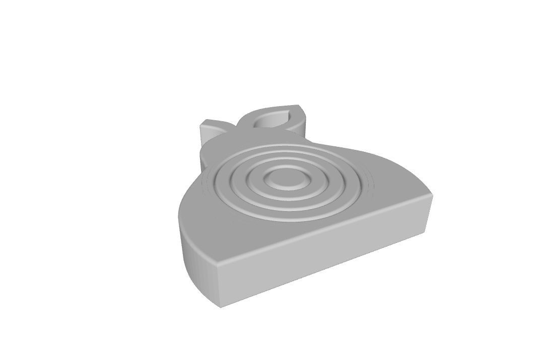 A pear-shaped fidget spinner with a ring pattern on top