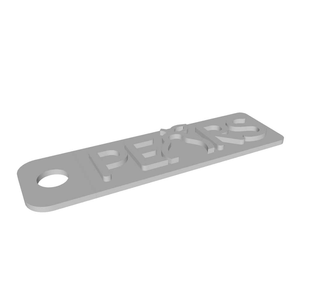 A luggage tag with the PEARS wordmark raised on top